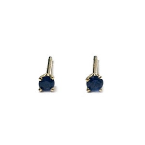 14K Baby Earrings 14K White Gold Blue Sapphire Small Stud Earrings Screw Back Studs Gift for Babies Kids Second Piercings Etsy Australia