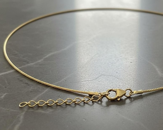 Featured listing image: 14K Gold Omega Necklace, Minimalist Solid Gold Choker