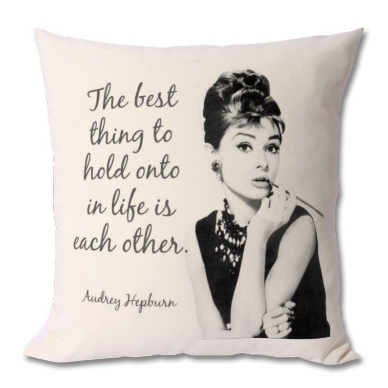 Audrey Hepburn Pillow Cushion And Cover Audrey Quote Wedding Etsy