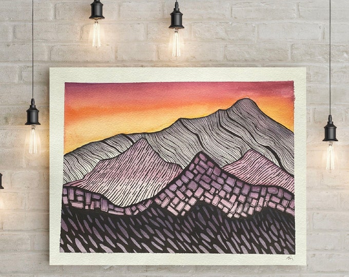 Mountain Sunset watercolor painting