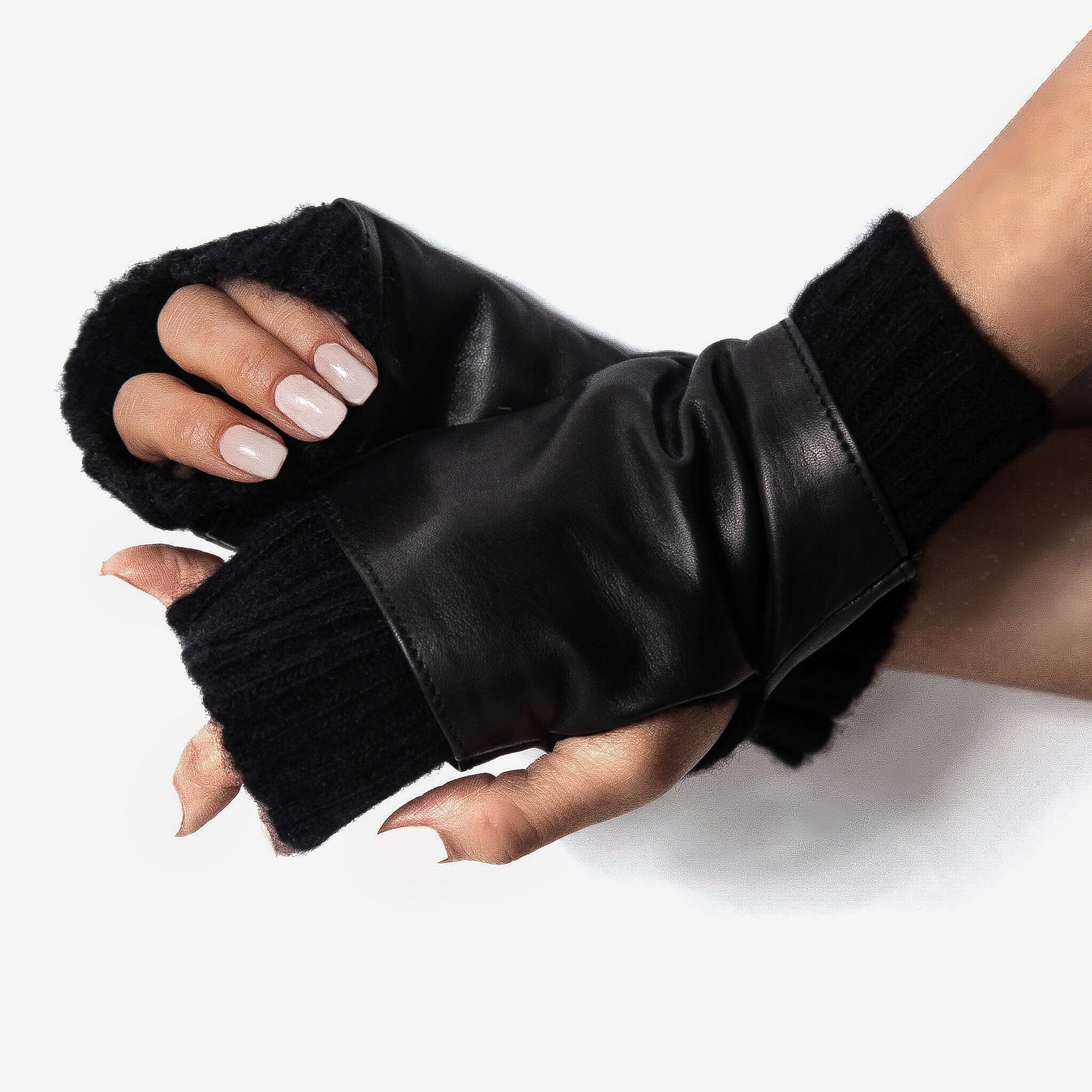 Leather Gloves Without Fingers Leather Gloves Mitaines With Etsy