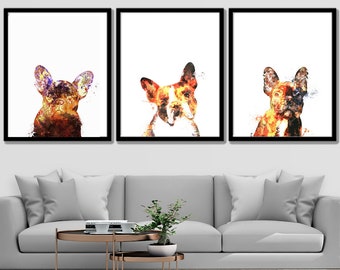 French Bulldog Watercolor Art Print: Boston Terrier Dog Lover Gift