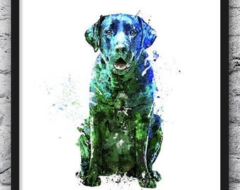 Labrador Retriever, Black Labrador, Animal, Dog Lover Gift, Watercolor, Art Print, Wall Art, Home Decor