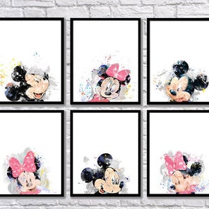 Mickey Mouse, Watercolor, Art Print, Minnie Mouse, Baby Shower, Mickey ...