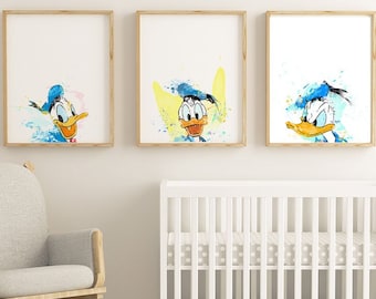 Donald Duck Watercolor Art Print: Nursery Kids Room Decor