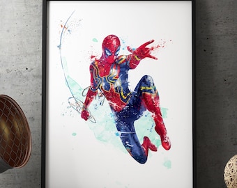 Spiderman Watercolor Print: Avengers Superhero Kids Room Wall Art
