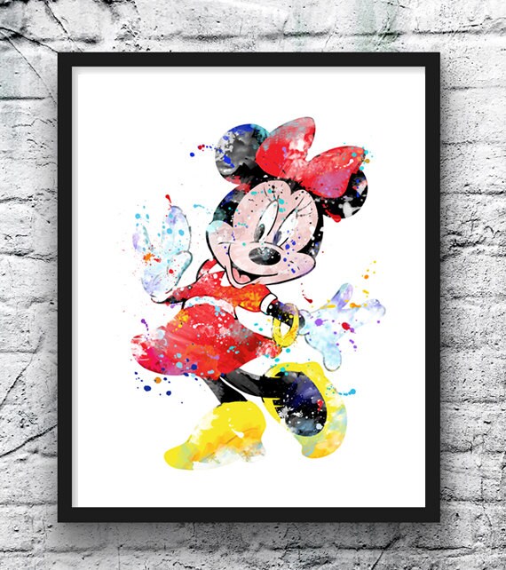 Minnie Mouse Aquarelle Impression Dart Minnie Mickey Etsy