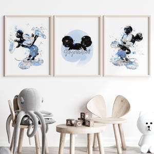 Mickey Mouse, acuarela, lámina artística, baby shower, póster de Mickey Mouse, arte mural, decoración infantil, decoración de habitación infantil - 1270 742-2 741-2