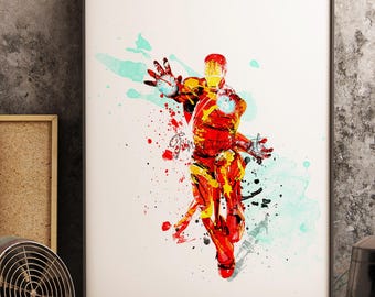 Iron Man Watercolor Art Print: Avengers Superhero Poster 1082