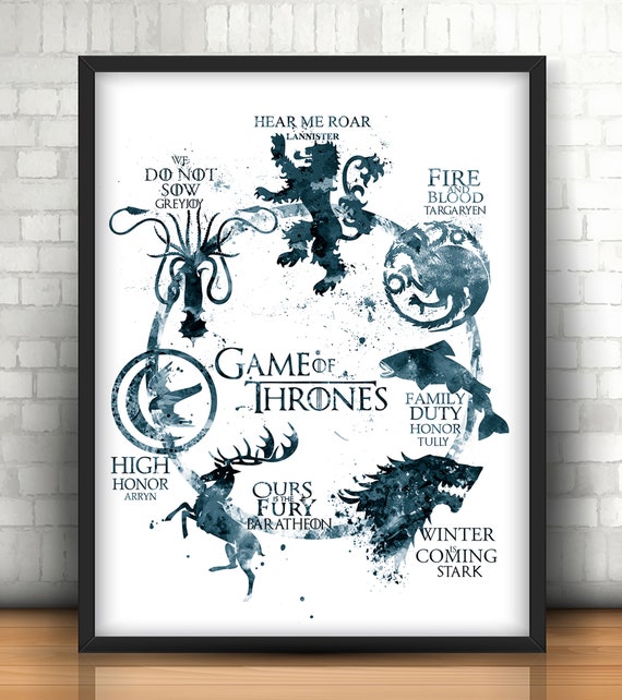 Game of Thrones, Watercolor, Game of Thrones Print, Movie Poster