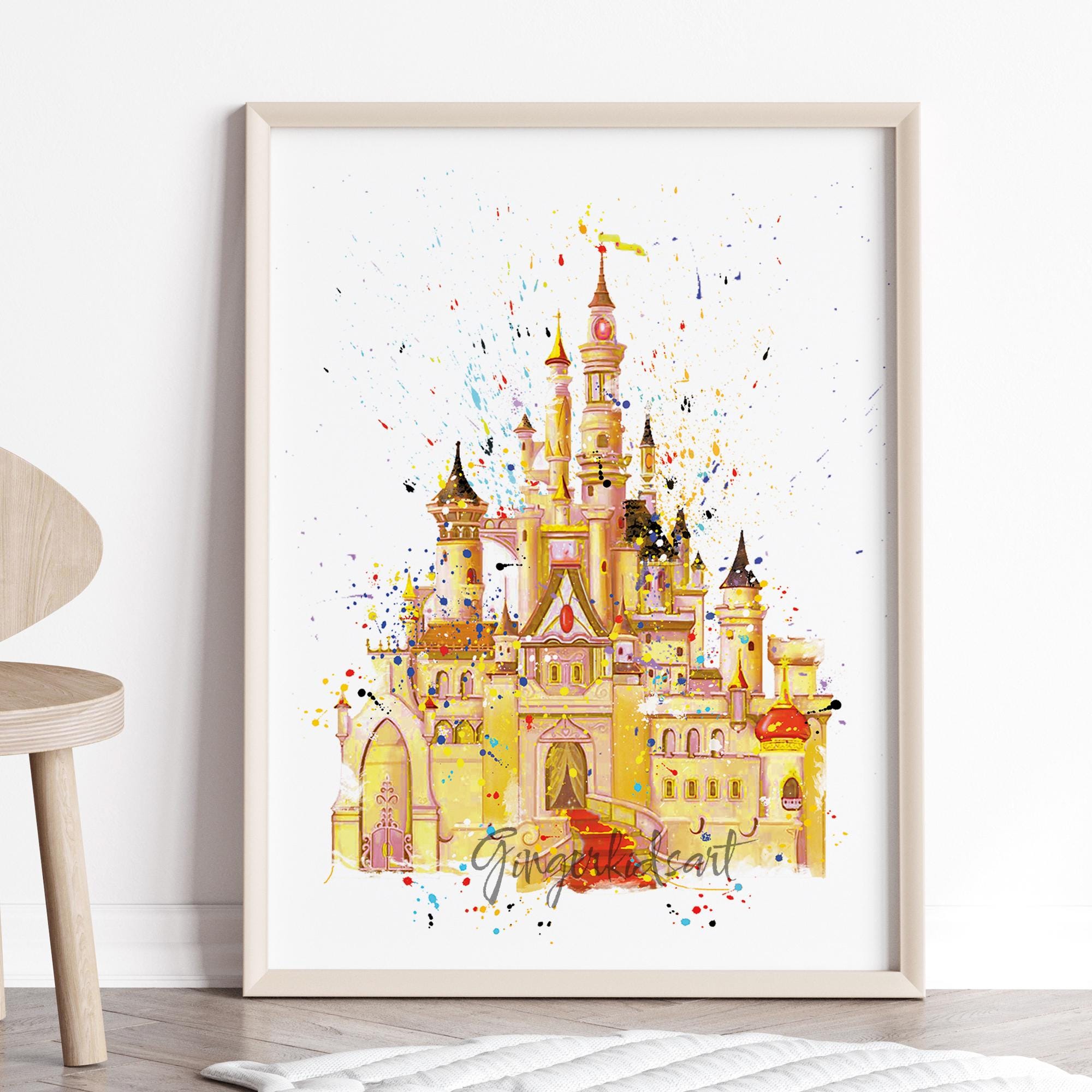 水彩画風ミッキーマウスのアートプリント、子供部屋の装飾 - Etsy 日本