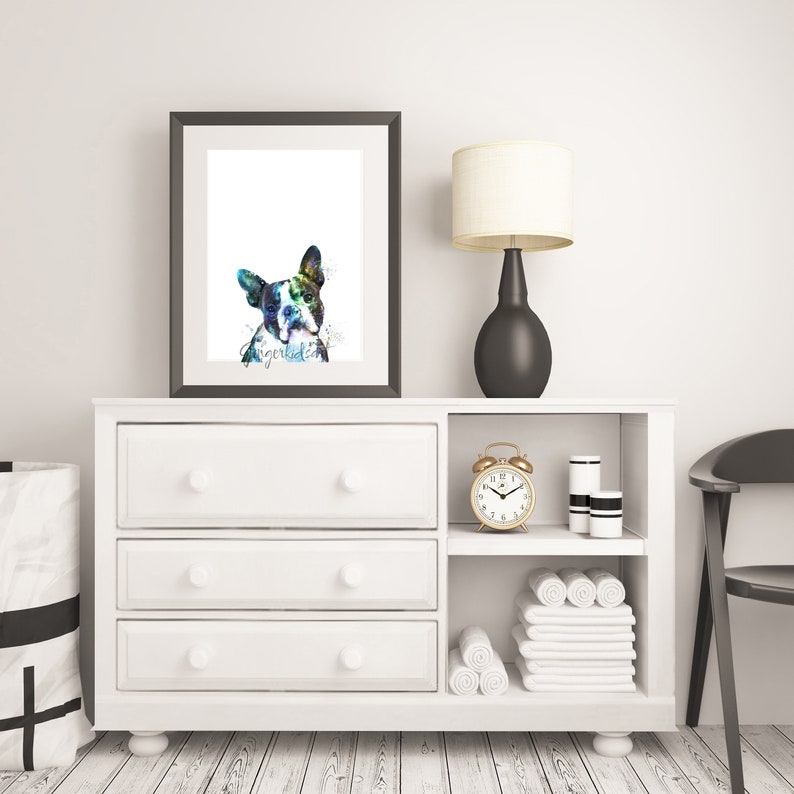 Boston Terrier, Boston Terrier Gifts, Watercolor, Art Print, Dog, Animal, Pet, Dog Lover Gift, Dogs, Puppy, Wall Art, Home Decor 960-1 image 3