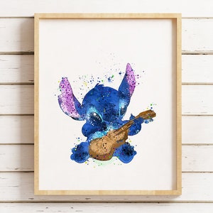 STITCH Print Lilo and Stitch Disney Watercolor Art Print Wall Decor Movie  Poster Home Decor Kids Room Nursery Art Children Family Gifts A326 -   Singapore