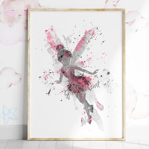 Tinkerbell, Fairy, Watercolor, Art Print, Peter Pan, Baby Girl Nursery, Movie Poster, Nursery Decor, Kids Room Decor, Wall Art - 664-2