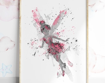 Tinkerbell Watercolor Art Print: Fairy Nursery Decor 664-2