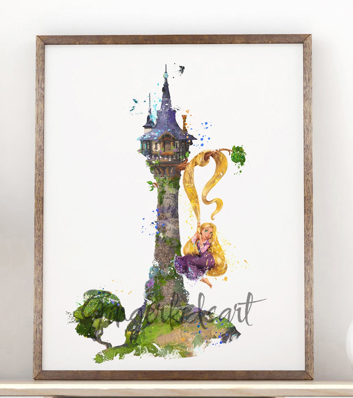 Rapunzel Art Print Tangled Decor Disney Nursery Wall Decor Collage Print,  Disney Princess Rapunzel Christmas Gift for Niece Colorful Gift 