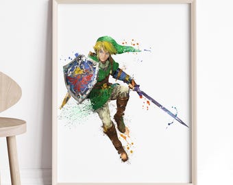 Zelda Art Print: Link, Breath of The Wild Watercolor Poster 1006
