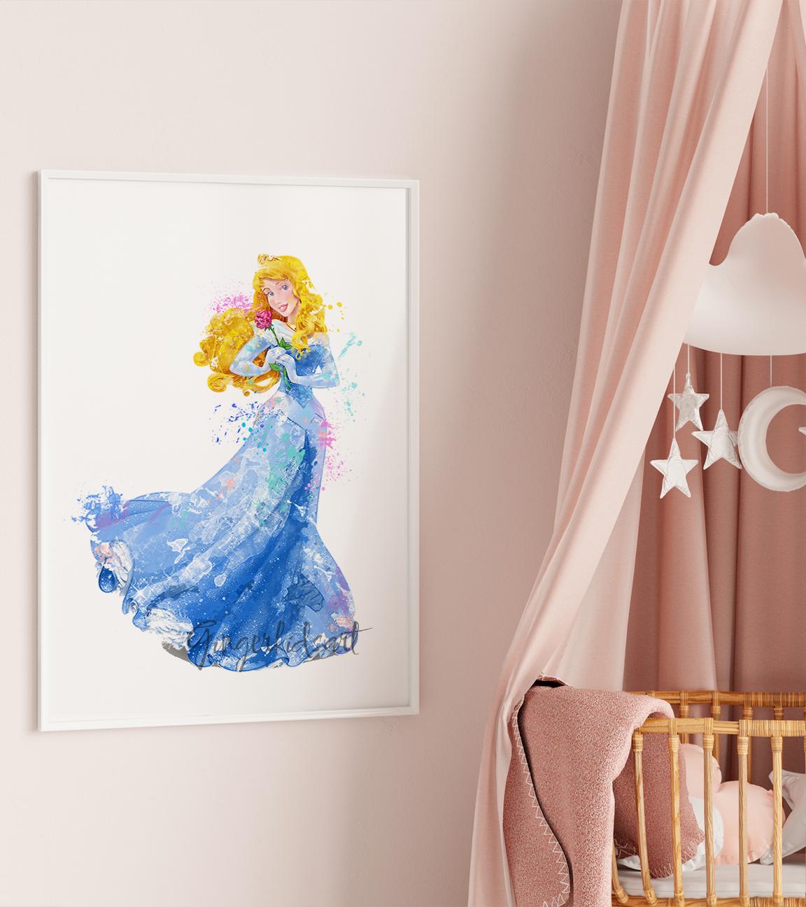 眠れる森の美女 水彩画：オーロラ姫 アートポスター 691 - Etsy 日本