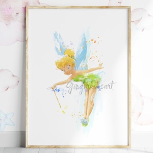 Tinkerbell, Fairy, Watercolor, Art Print, Peter Pan, Tinkerbell Art, Neverland, Baby Girl Nursery, Kids Room Decor, Wall Art - 1172