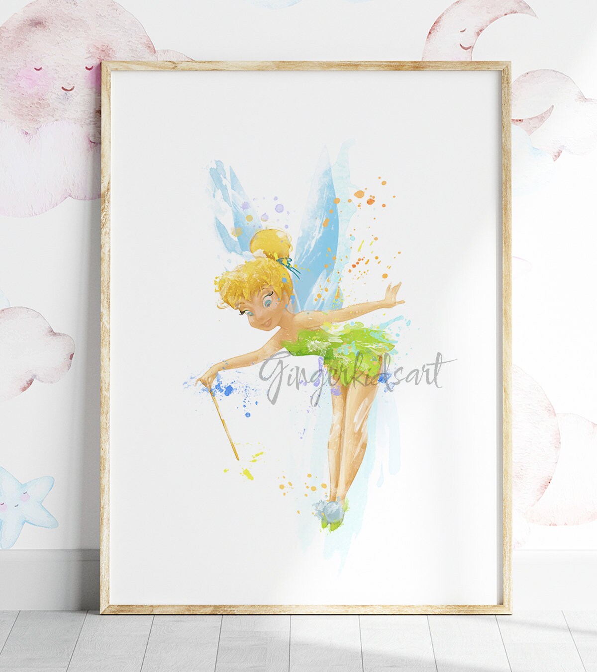 Tinkerbell, Fairy, Watercolor, Art Print, Peter Pan, Tinkerbell Art, Neverland, Baby Girl Nursery, Kids Room Decor, Wall Art - 1172