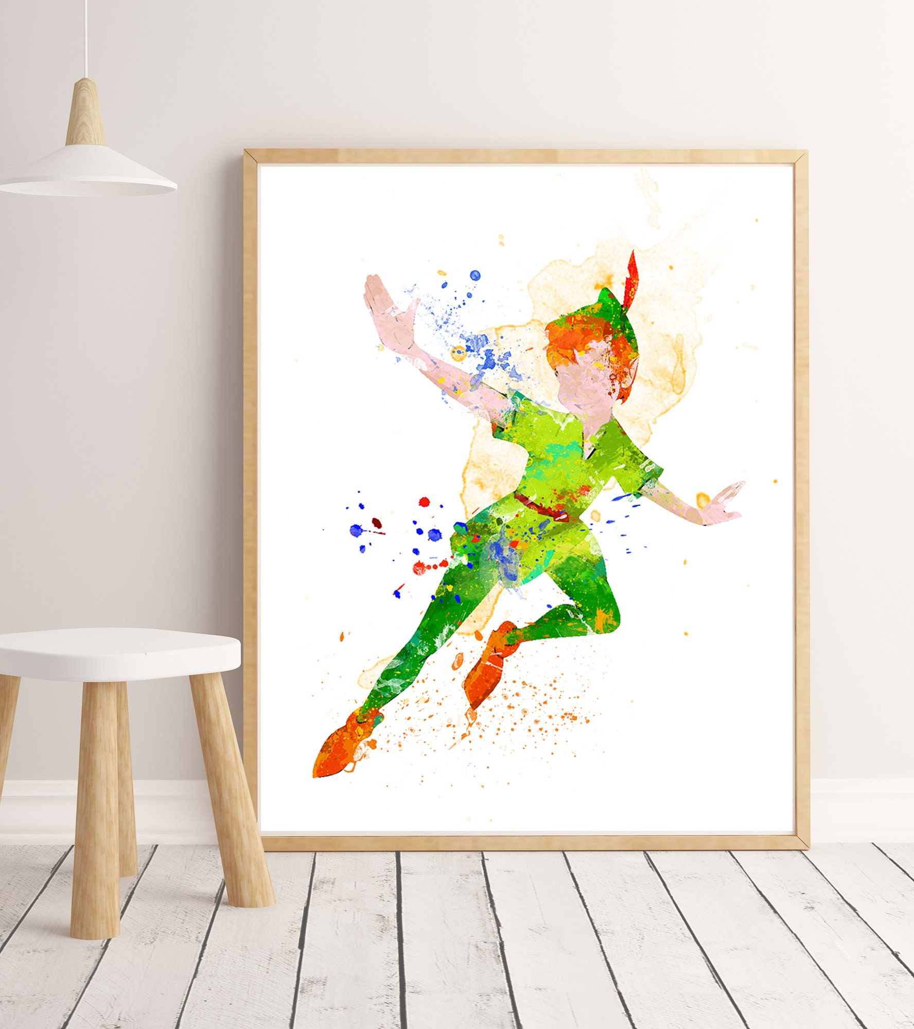 Peter Pan Watercolor Art Print, Movie Poster, Captain Hook, Tinkerbell Home  Decor, Kids Room Decor, Wall Art, Nursery Art 662 