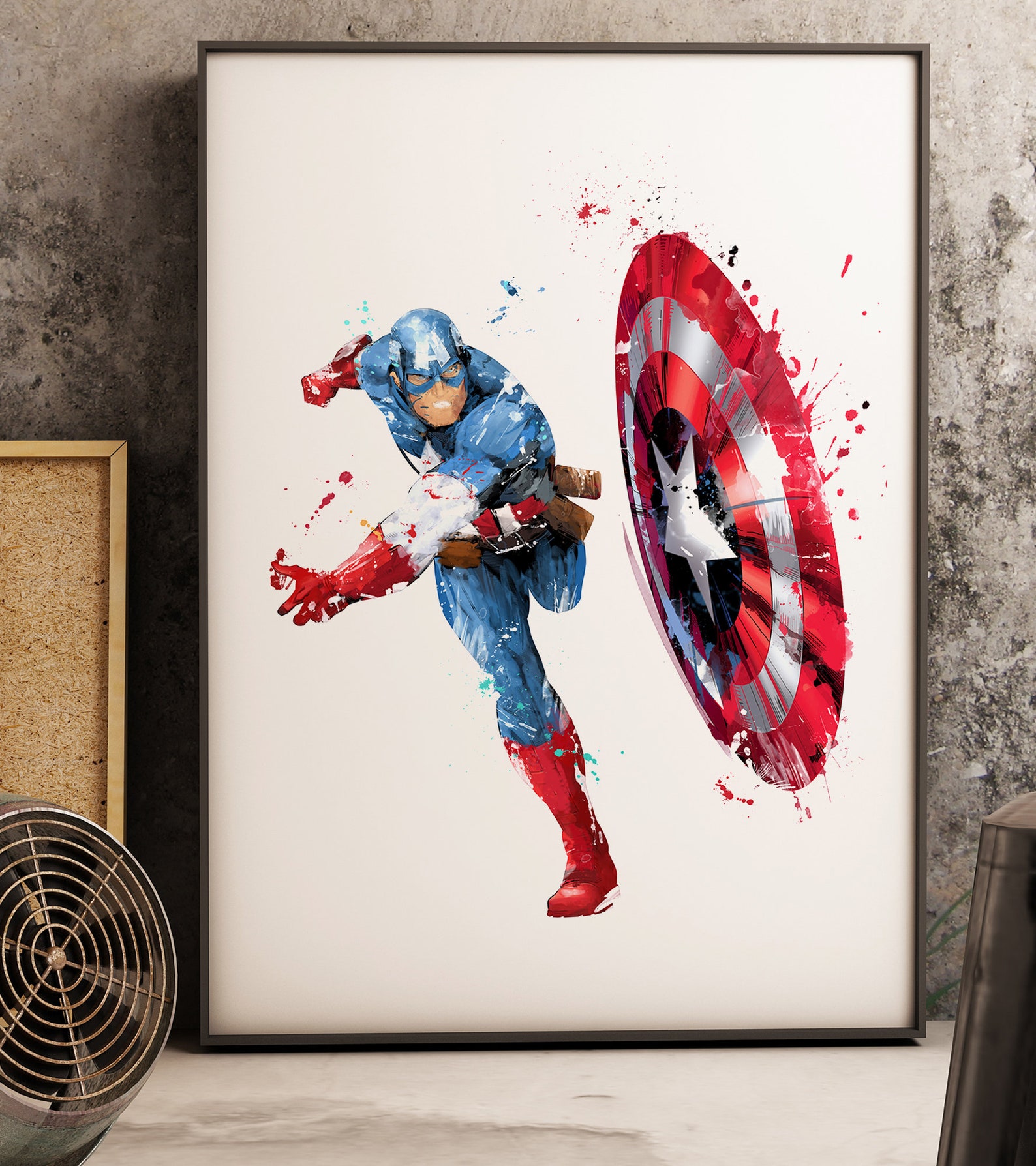 Captain America Watercolor Art Print Avengers Superhero - Etsy