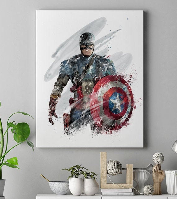 Captain America Watercolor Art Print Avengers Superhero Etsy
