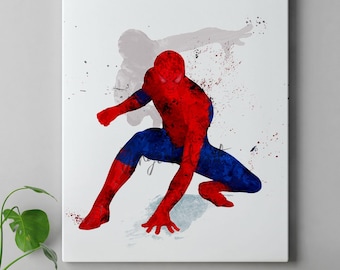 Spiderman Watercolor Art Print: Superhero Kids Room Decor 484