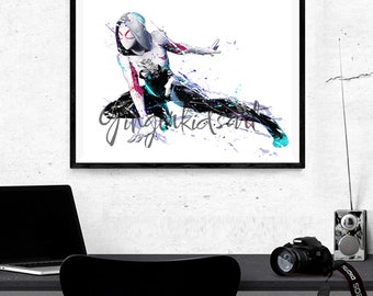 Spider Gwen Watercolor Art Print: Superhero Home Decor 1092