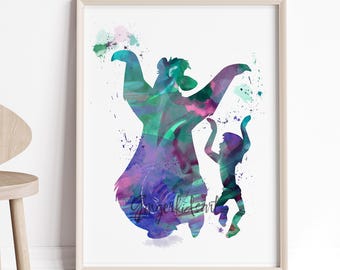 The Jungle Book Watercolor, Mowgli and Baloo Dancing, Watercolor Painting, Kids Room Decor, Nursery Decor, Wall Art, Home Decor - 182