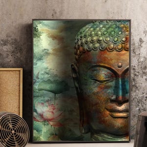 Stampa acquerello Buddha Yoga, poster Hamsa, stampa Hamsa, poster acquerello Yoga, studio yoga, simbolo Om, arte murale, arredamento per la casa, decorazione murale