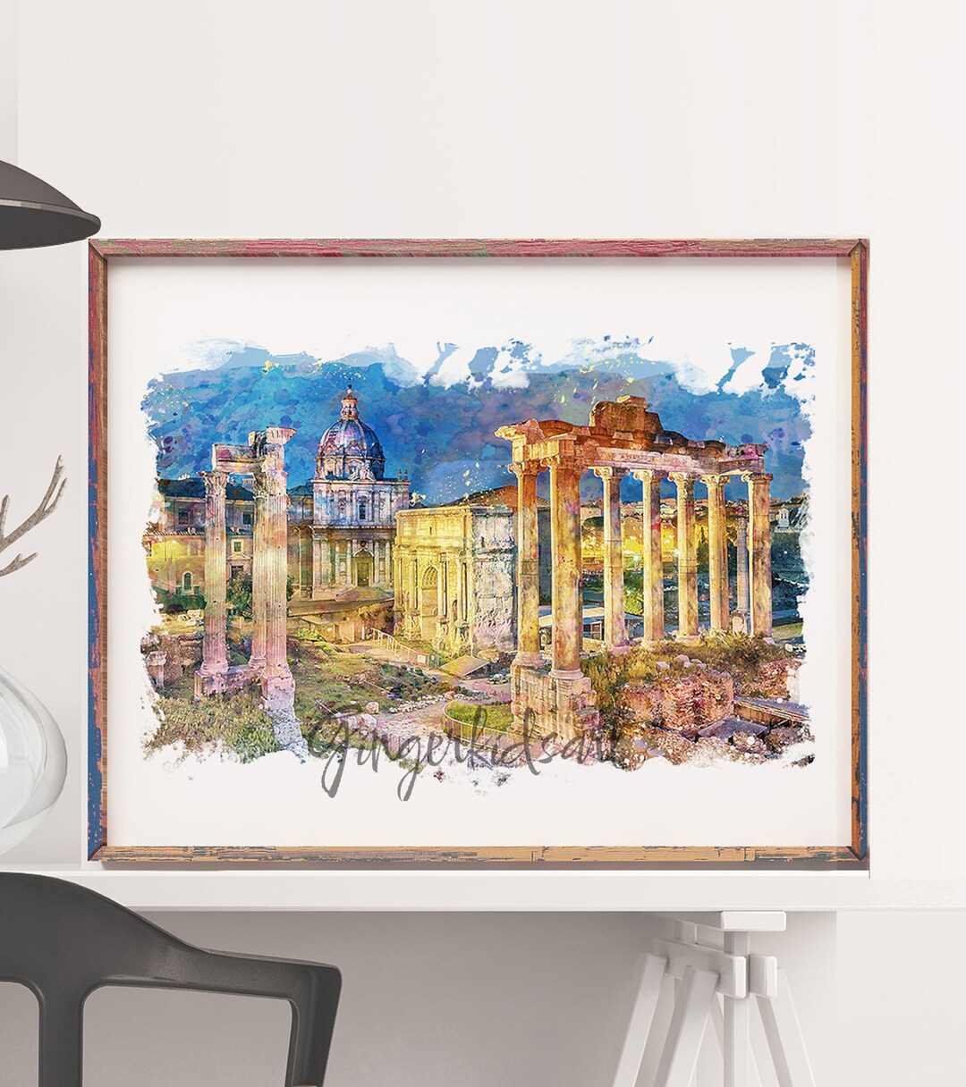 Rome Print: Watercolor Painting of Roman Forum & Colosseum 1225 - Etsy
