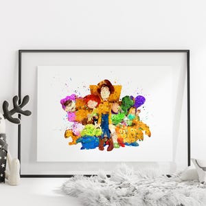 Toy Story Aquarell Art Print, Buzz Woody Jessie Rex Slinky, Wandkunst, Home Decor, Kinderzimmer Dekor, Kinderzimmer Dekor - 441