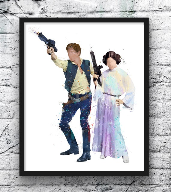 Items similar to Star Wars Han Solo Princess Leia Print Home Decor Kids