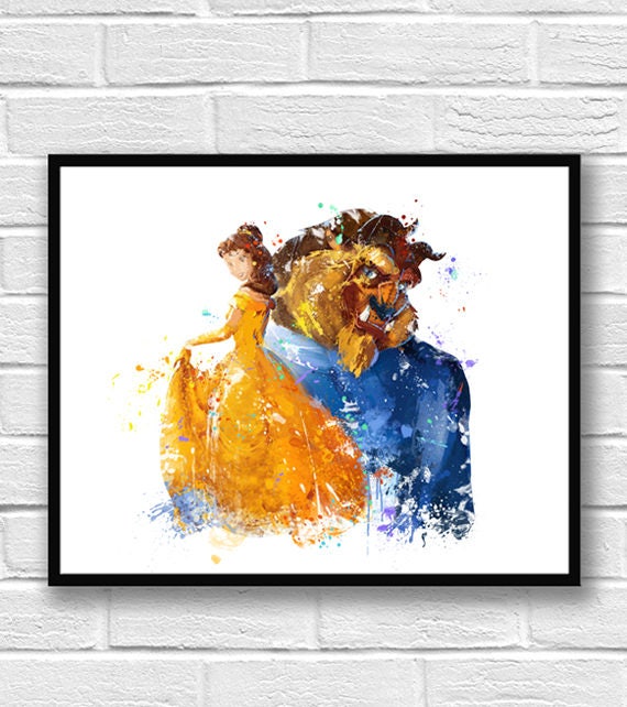 Beauty And The Beast Watercolor Print Belle Art Movie | Etsy