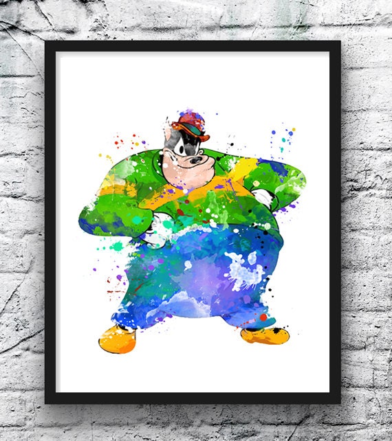 Mickey Mouse Watercolor Print Pete Art Movie Poster Wall Etsy