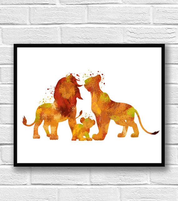 Simba Mufasa Und Nala Der Konig Der Lowen Aquarell Etsy