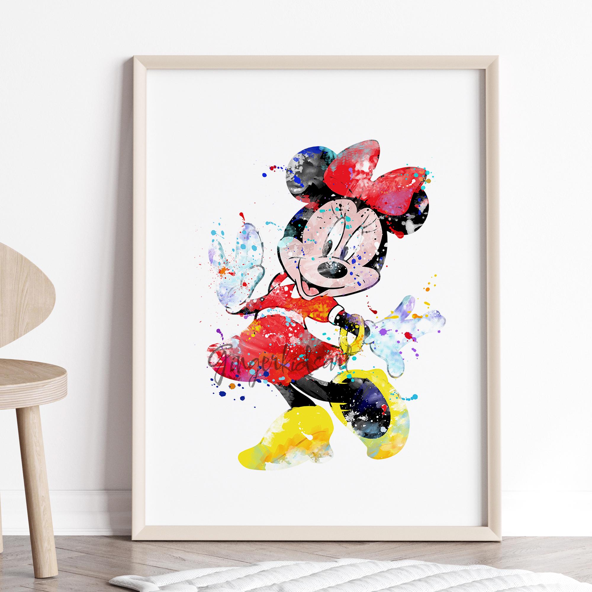新品未開封☆Kenny Yamada ミッキーマウス アートプリント　絵　絵画 水彩画風ミッキーマウスのアートプリント、子供部屋の装飾 - Etsy 日本