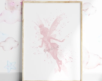 Tinkerbell Watercolor Art Print Fairy Nursery Decor