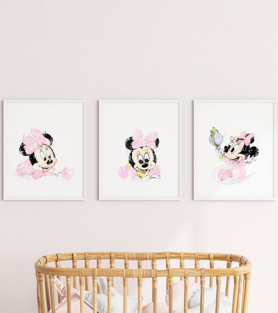 Cute Baby Minnie Mouse Nursery Art · Creative Fabrica