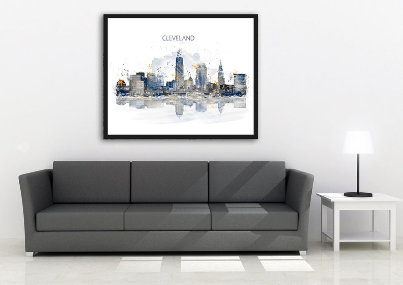 Cleveland Watercolor Print Skyline Poster Travel Art | Etsy