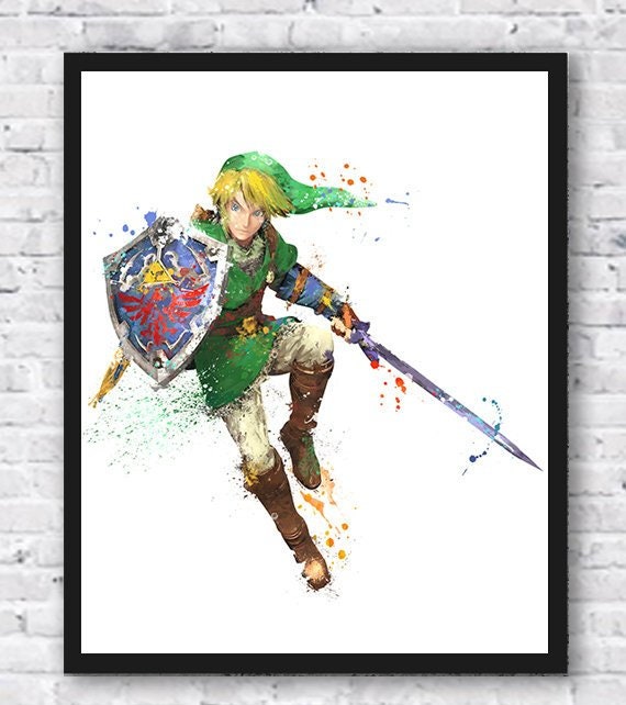 The Legend of Zelda Retro Style Poster NES Link and Zelda 