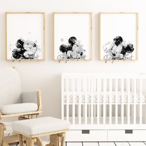 Mickey Mouse, acuarela, impresión de arte, Minnie Mouse, baby shower, cartel de Mickey Mouse, arte de la pared, decoración de la guardería, decoración de la habitación de los niños - 1110-1112-1
