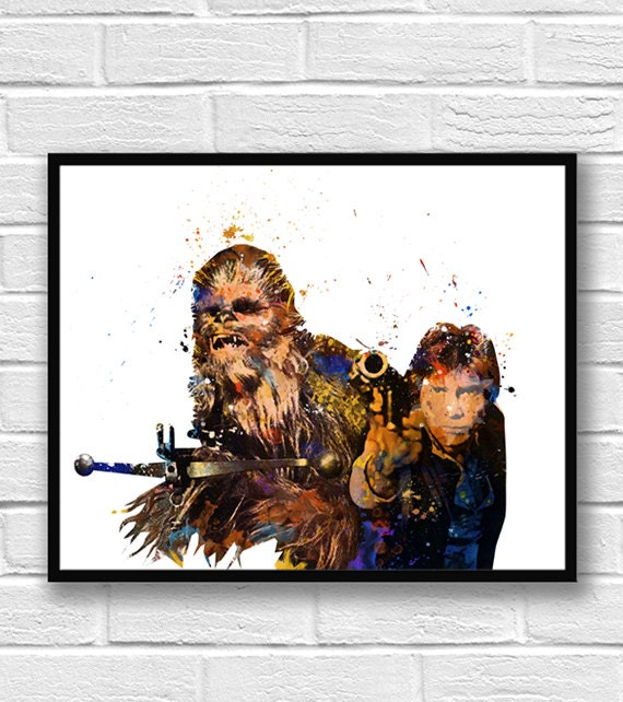Star Wars Watercolor Art Print Han Solo Chewbacca Star - Etsy