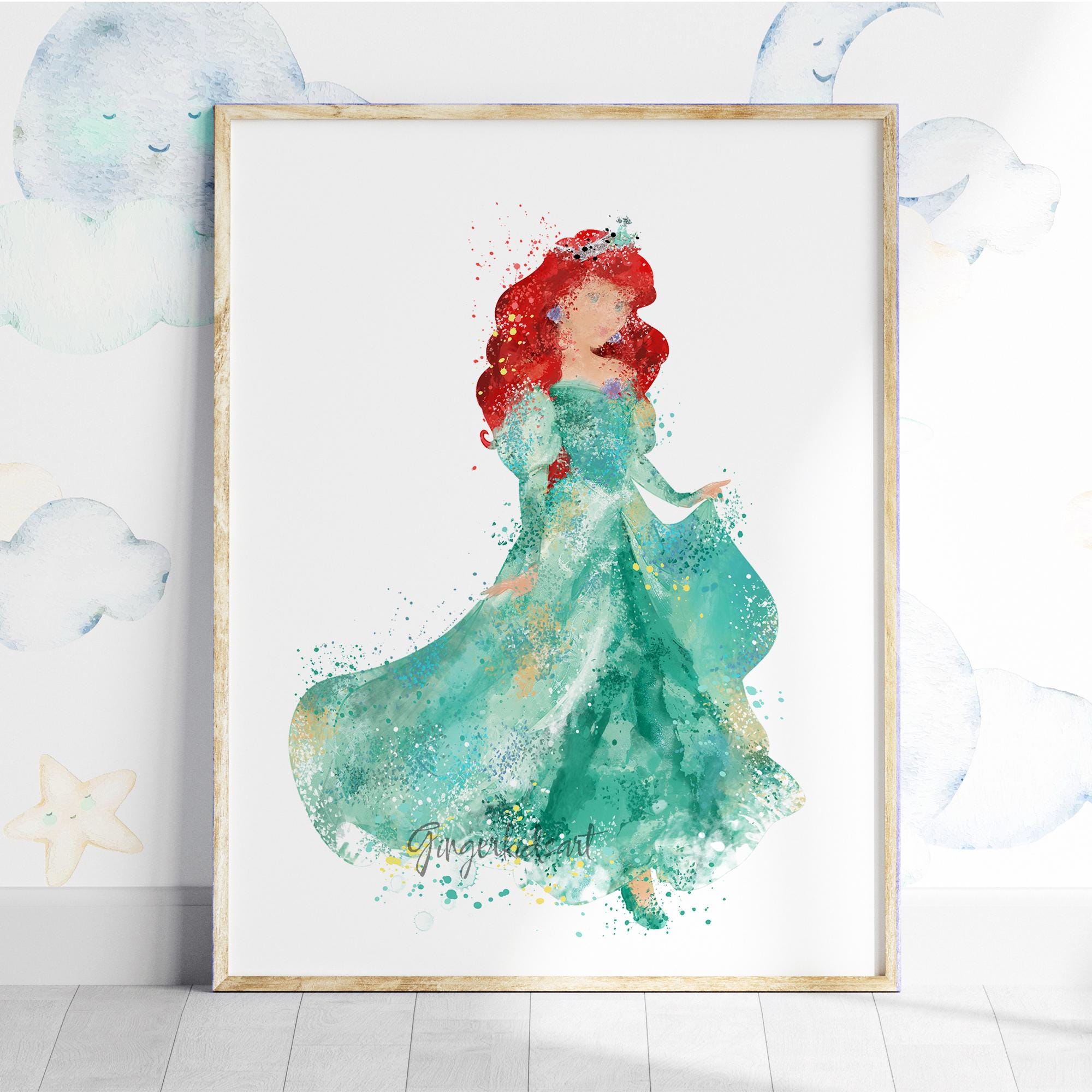 Princess Ariel Watercolor Art Print: Little Mermaid Movie Poster 321 - Etsy