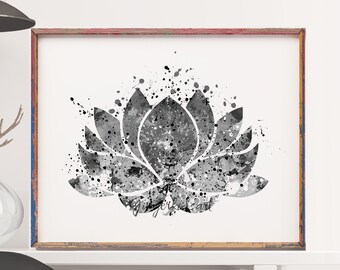 Lotus Flower Watercolor Art Print: Yoga Meditation Decor 277