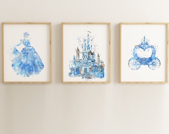 シンデレラの馬車プリント、おとぎ話の子供部屋ウォールアート