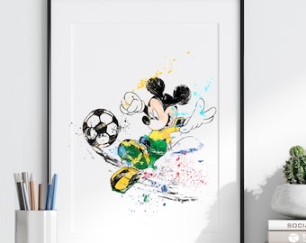 ウォルト・ディズニーとミッキーの水彩画プリント ディズニーポスター