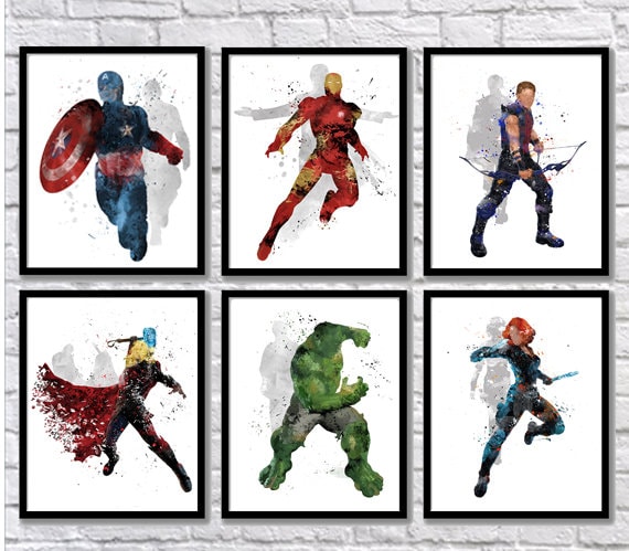 水彩画タッチ アートポスター アベンジャーズの通販 by くまこ