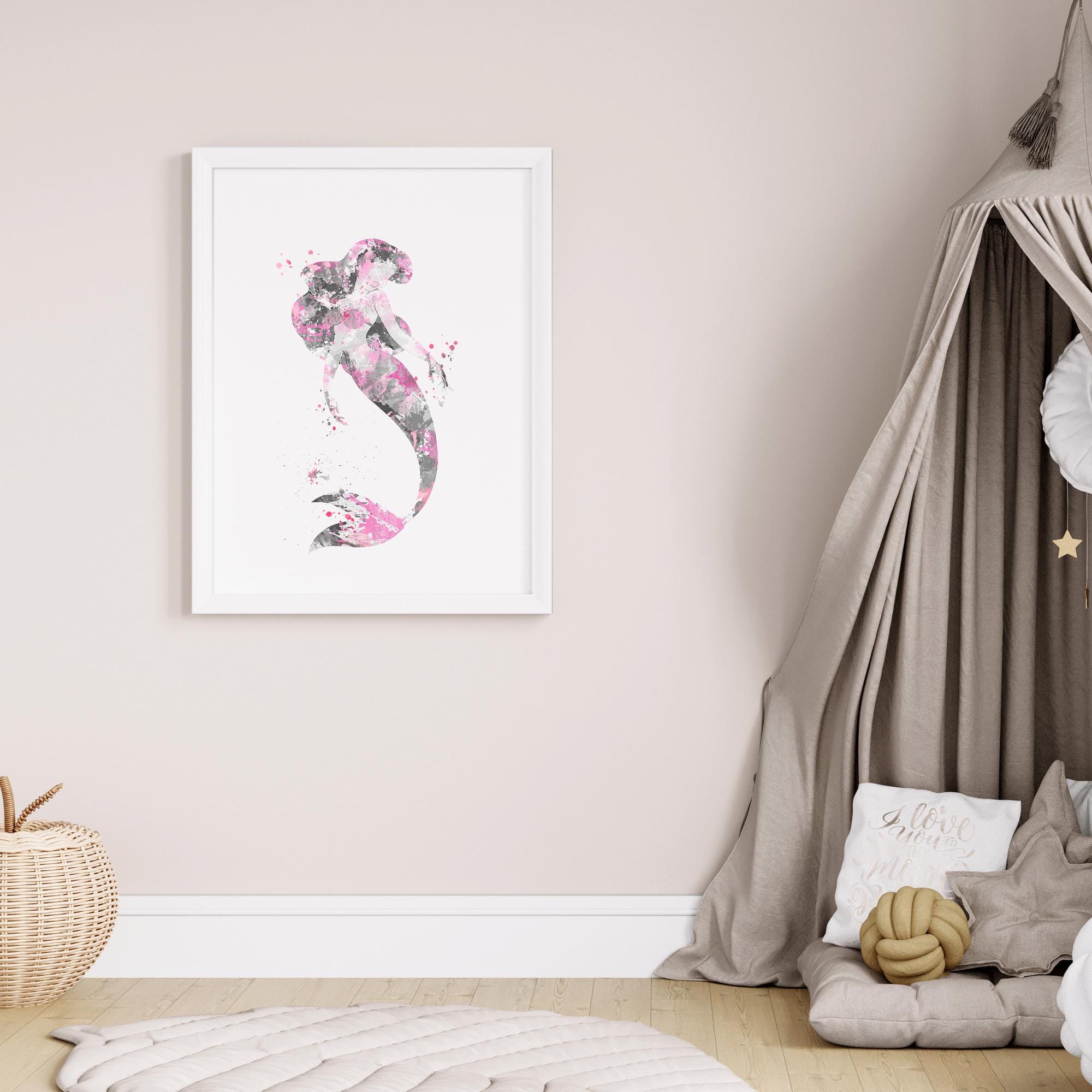 Princess Ariel the Little Mermaid Watercolor Art Print: Girl's Nursery ...